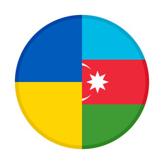 round icon with ukraine and azerbaijan flags. vector illustration isolated on white background