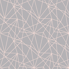 modern mosaic seamless pattern with pastel color abstract triangles and thin lines.