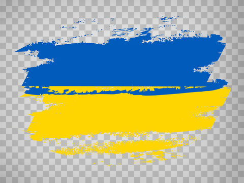 Flag Ukraine, brush stroke background.  Flag of Ukraine on transparent background your web site design, app, UI.  EPS10.