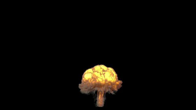 Giant fire explosion on black background with alpha matte.4k HD 3D rendering.