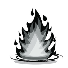 simple hot black fire vector icon