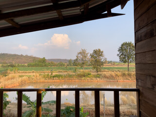 balcony of a wooden house