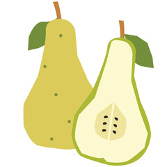Pear vector illustration in flat color design