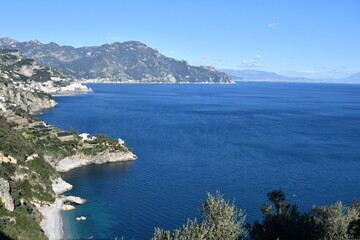 Fototapeta na wymiar An image of the Amalfi coast and its villages overlooking the sea.