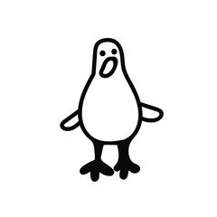 Vector simple black line goose illustration for Easter hand drawn. Single spring holiday animal picture in doodle style. Design for stickers, social media, cards, packaging, printing.