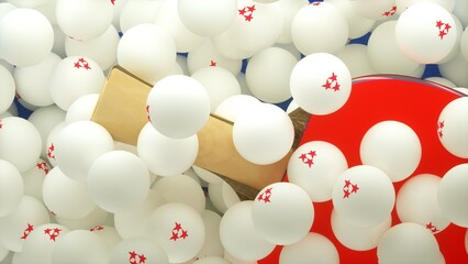 background with table tennis balls and racket