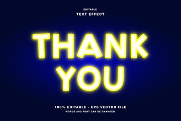 Fototapeta premium Thank you neon light editable text effect