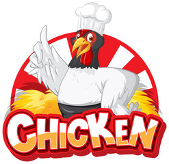 Chicken chef cartoon character logo