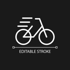 Bicycle pixel perfect white linear icon for dark theme