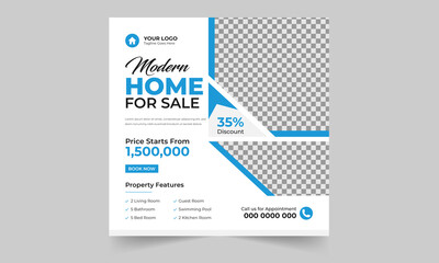 Editable real estate house sale and home rent advertising geometric modern square Social media post banner layouts set for digital marketing agency. Business elegant Promotion template design.