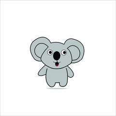 kuala with cute face on gray isolated on white background