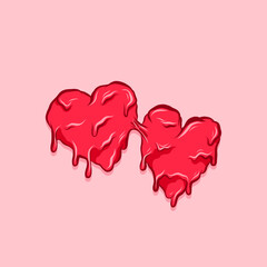 Melted heart vector. Melted grime heart