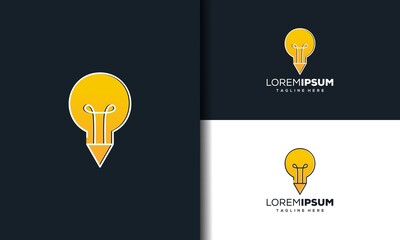 bulb lamp white pen icon line logo template 