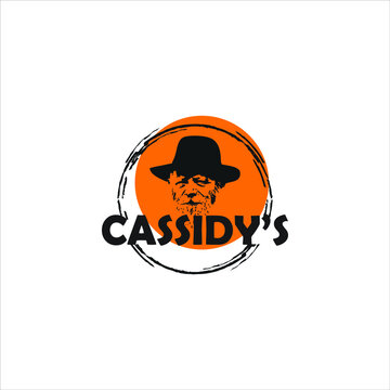 black silhouette illustration Cassidy logo design template