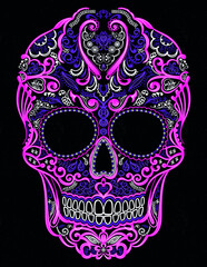 mexican skull hichol pink