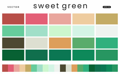 Sweet Green Vector Color Scheme Palettes