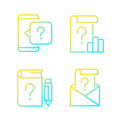 Questions in business and education gradient linear vector icons set