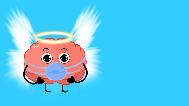 cute angel brain with a mask
