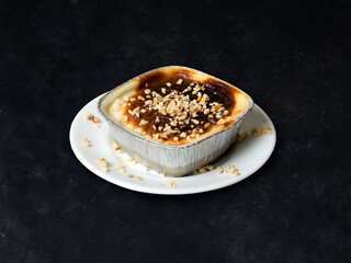 Turkish traditional dairy dessert (sutlac) rice pudding. Baked rice pudding turkish dessert sutlac. milk dessert