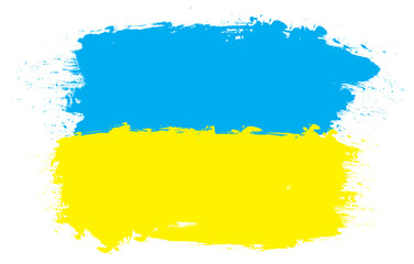 The flag of Ukraine stylized with brush strokes.