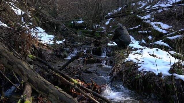 Vraniska River Bosnia and Herzegovina in winter environment - (4K)