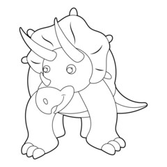 Coloring book for kids, triceratops dinosaur. Vector isolated on a white background