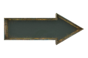 Blackboard on wooden arrow painted dirty gold