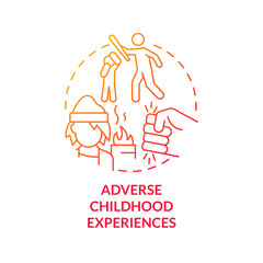Adverse childhood experience red gradient concept icon