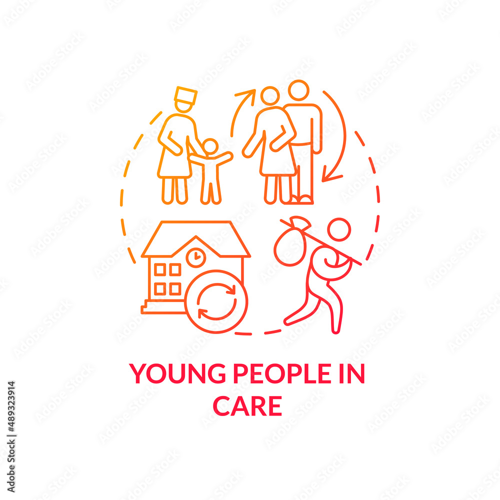 Wall mural young people in care red gradient concept icon