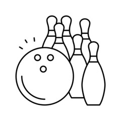 bowling game line icon vector illustration