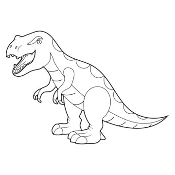 Coloring book for kids, dinosaur Tyrannosaurus. Vector isolated on a white background