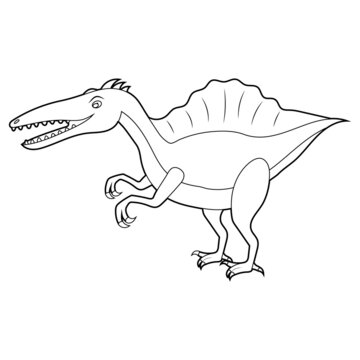 Coloring book for kids, cute cartoon dinosaur . Vector isolated on a white background.