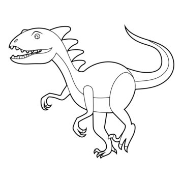 Coloring book for kids, cute cartoon dinosaur . Vector isolated on a white background