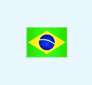 Brazilian Flag Postage Stamp on white background. Vector illustration.	
