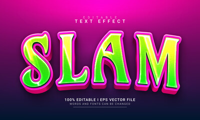 slam  3d style text effect illustrations