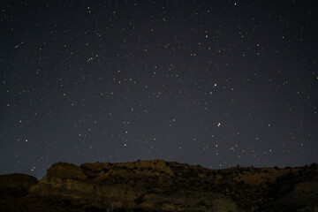 starry night sky in jabal shams mountain in Oman