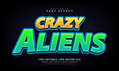 crazy aliens editable text effect template