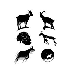 Goat logo set illustration design vector template040222