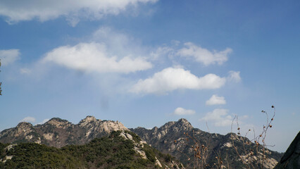 Bukhansan Mountain peak and sky.