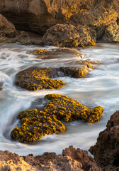 A long exposure of a wave along the coastline near Beachport South Australia on February 18th 2022