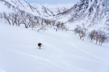 山スキー　ドロップイン　妙高外輪山　三田原山