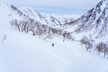 山スキー　ドロップイン　妙高外輪山　三田原山