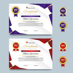 Abstract Geometric Purple and Red Certificate Design Template