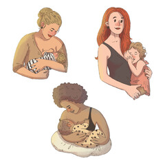 The mother is breastfeeding the child. Breast-feeding.