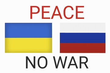 Russian and Ukrainian flags as symbols of war conflict