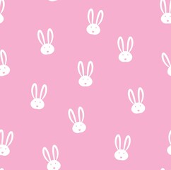 Easter pattern in pink color with bunnies