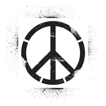 Pacifist, symbol of peace. Black graffiti on white background. Vector sign