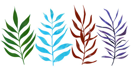 Drawing watercolor hand painted set foliage branch leaves stock illustration