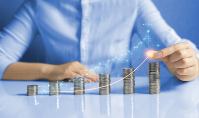 Economic growth graph financial data. Business strategy development and growing growth plan.Stock market investment.