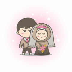 Funny cartoon of married brides